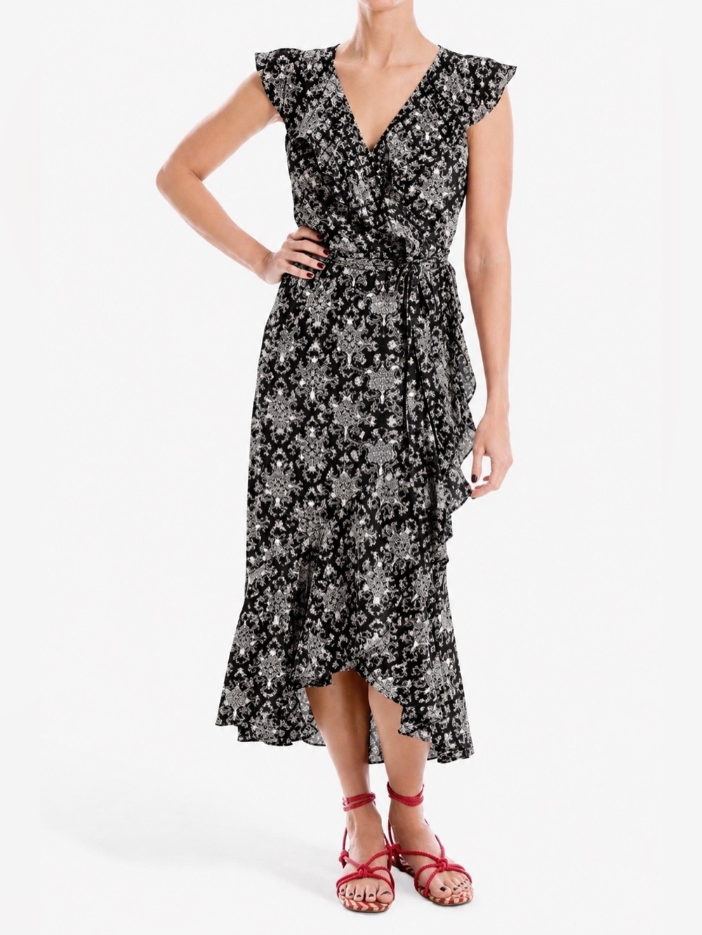 Max Studio Printed Faux Wrap Midi Dress – XL – NWT